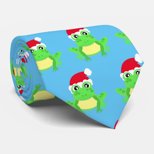 Julblått Frog Santa Hat Mönster Novelty Slips (Rullad)