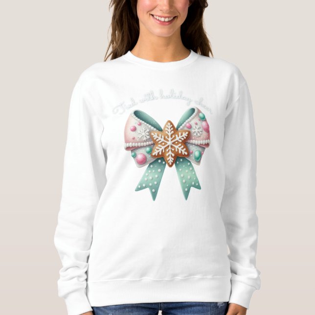 Julblått Ginger Bread Bow Festive T Shirt (Framsida)