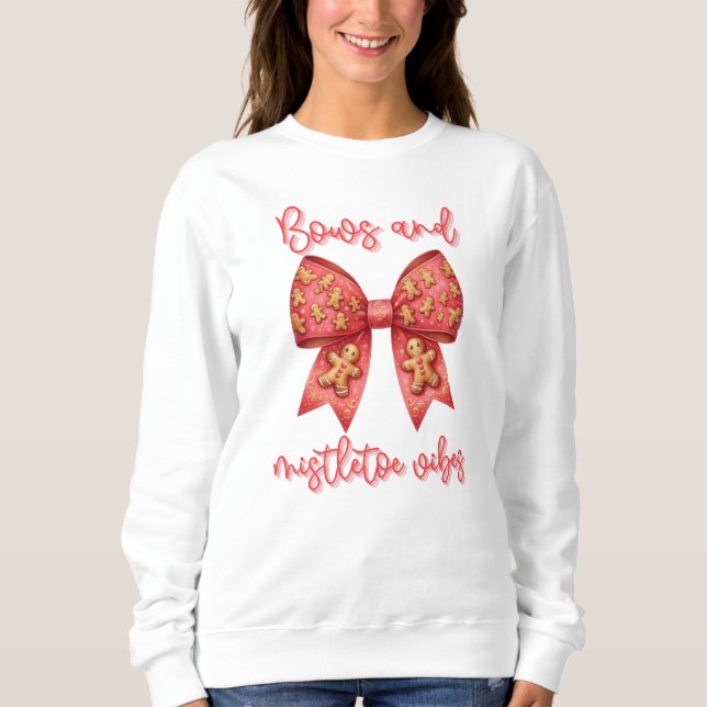 Julblått Ginger Bread Bow Festive T Shirt (Framsida)