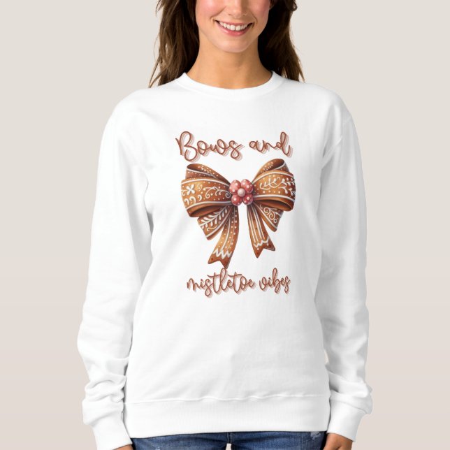 Julblått Ginger Bread Bow Festive T Shirt (Framsida)