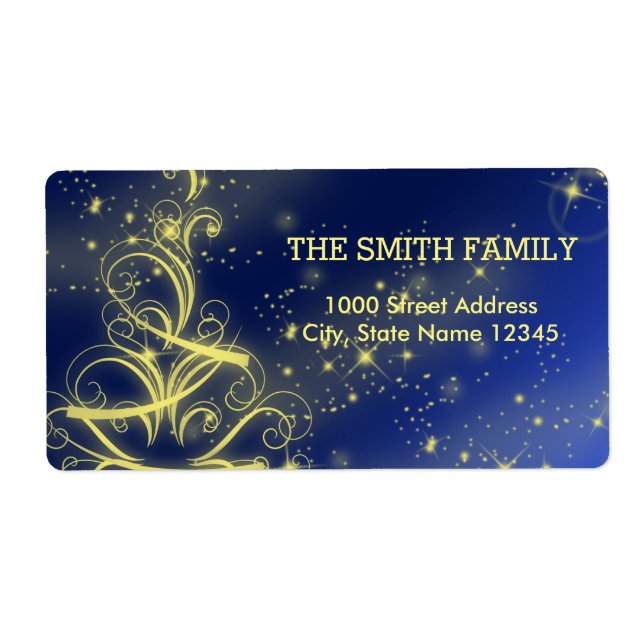 Julblått Guld Gnistra Snowflake Fraktsedel (Framsidan)