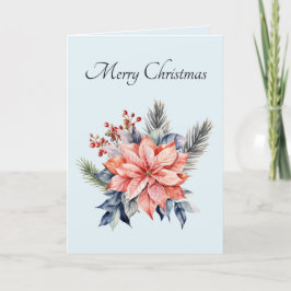 Julblått hälsningskort för Blommigt Tack Kort