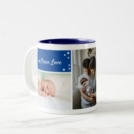 Julblått Helgdag Photo Collage Two Tone Two Två-Tonad Mugg