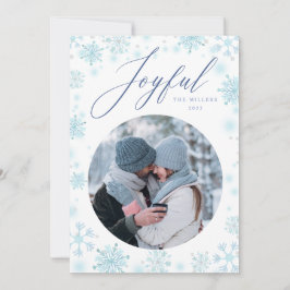 Julblått kort Fotosnöflingkort - helgdag