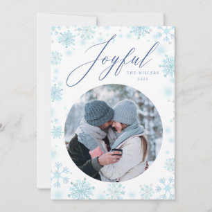 Julblått kort Fotosnöflingkort - helgdag
