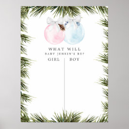 Julblått och Rosa Gender Reveal Game Poster