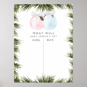 Julblått och Rosa Gender Reveal Game Poster