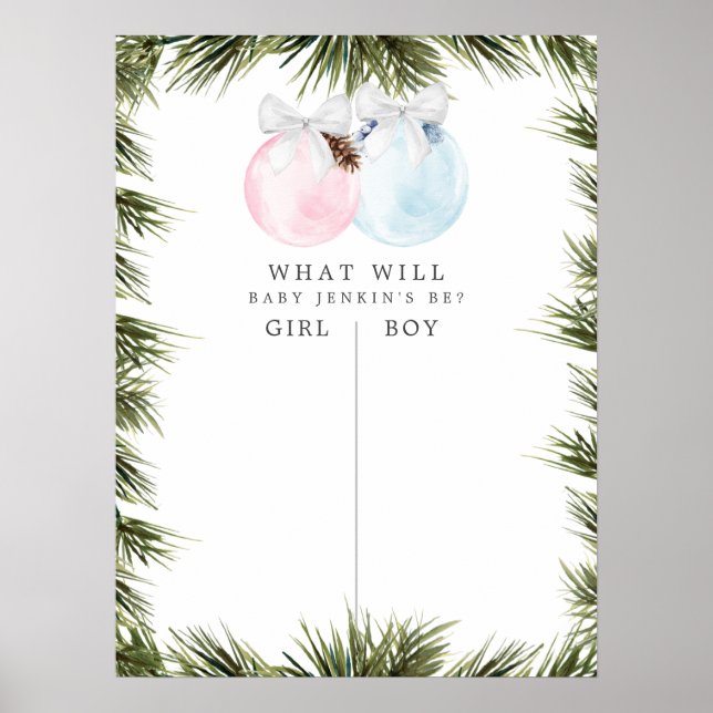 Julblått och Rosa Gender Reveal Game Poster (Framsidan)