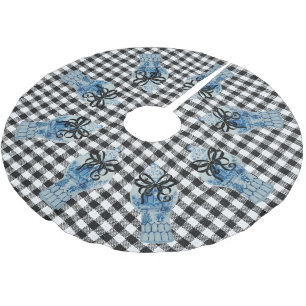 Julblått och vit ingefära Burk Julgransmatta Borstad Polyester
