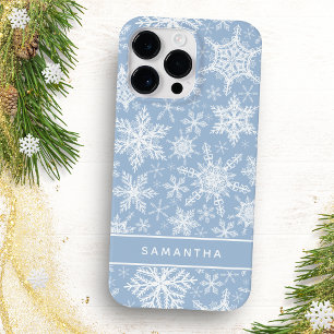 Julblått och vitt Snöflingor Monogrammed
