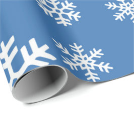 Julblått och vitt snöflingor presentpapper