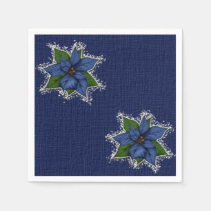 Julblått Poinsettias Pappersservett