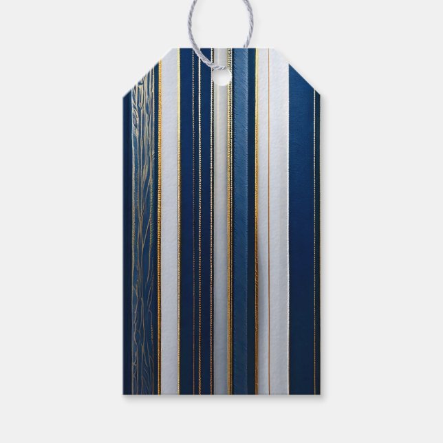 Julblått Rand Blue White Guld Presentetikett (Framsidan)