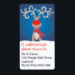 Julblått returetiketter fraktsedel<br><div class="desc">Cute illustrerade jultomtetiketten. Anpassa intryck av att tomten har returnerat en gåva eller brev med dina adress-uppgifter eller lämna till ge. Underbar för att skicka paket och kort över julklappar. Illustration av Sarah Trett.</div>