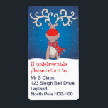 Julblått returetiketter fraktsedel<br><div class="desc">Cute illustrerade jultomtetiketten. Anpassa intryck av att tomten har returnerat en gåva eller brev med dina adress-uppgifter eller lämna till ge. Underbar för att skicka paket och kort över julklappar. Illustration av Sarah Trett.</div>