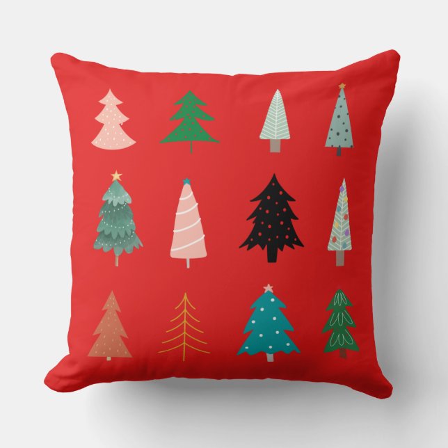 Julblått rosa i grönten mönster och rödklassisk  kudde (Framsida)