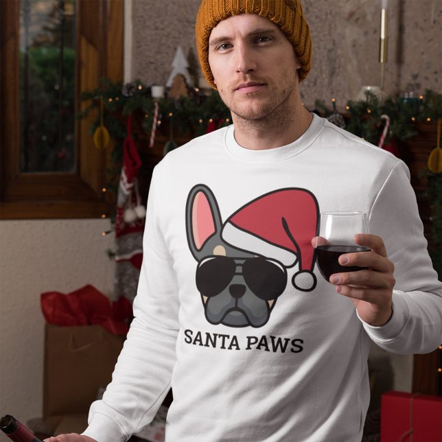 Julblått Tan-Fransk Bulldog Sweatshirt (Skapare uppladdad)