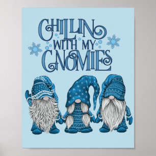 Julblåvinter - trio Chillin med mina garnomier Poster