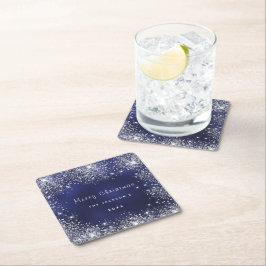 Julblåvitt damm från glitter silver underlägg papper kvadrat