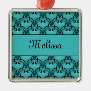 Julbliss Premium Square Ornament, Teal Julgransprydnad Metall