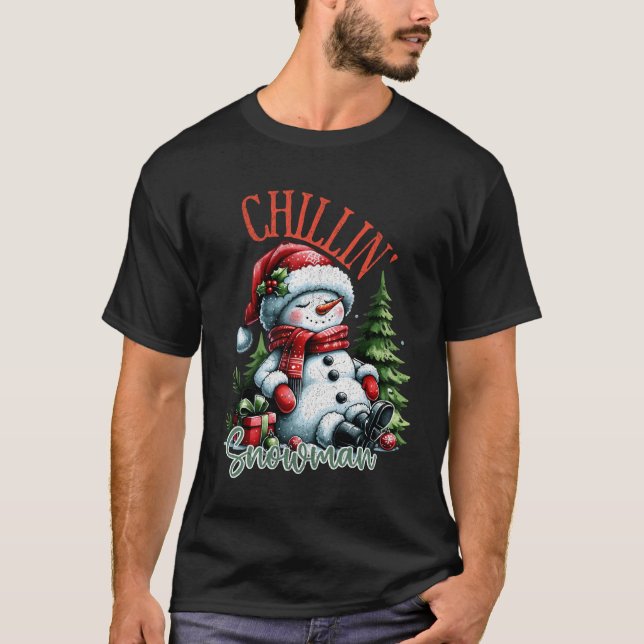 Julbliss Snögubbe Apparat T Shirt (Framsida)