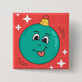 Julblobbe ansikte leende lycklig retro tecknad knapp