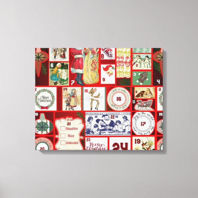 Julblock Advent Illustration Fyrkantig Konst Canvastryck (Framsida)