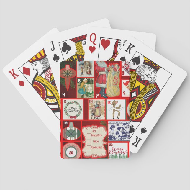 Julblock Advent Illustration Fyrkantig Konst Casinokort (Baksidan)