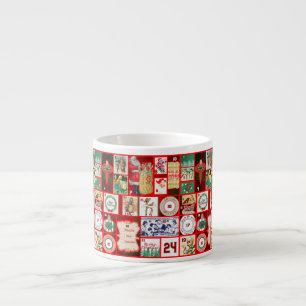 Julblock Advent Illustration Fyrkantig Konst Espressomugg