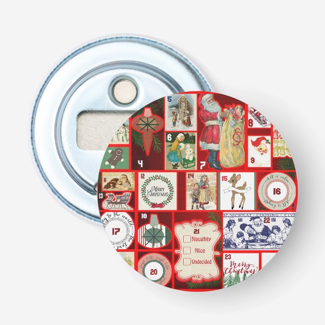 Julblock Advent Illustration Fyrkantig Konst Flasköppnare (Framsidan)