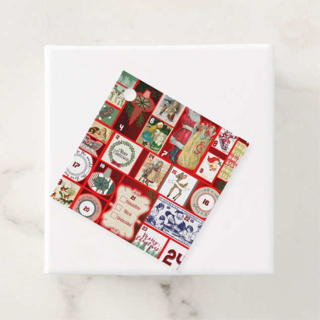 Julblock Advent Illustration Fyrkantig Konst Gåvor Etiketter (På plats)