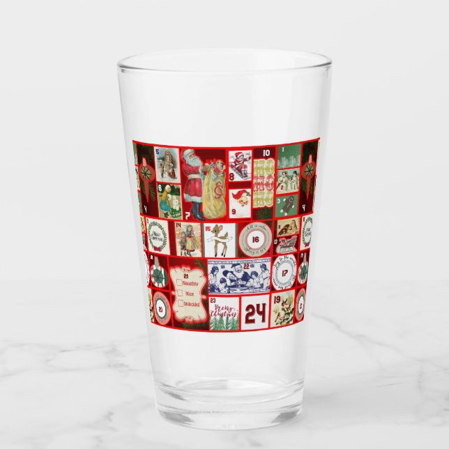 Julblock Advent Illustration Fyrkantig Konst Glaskopp (Framsida)