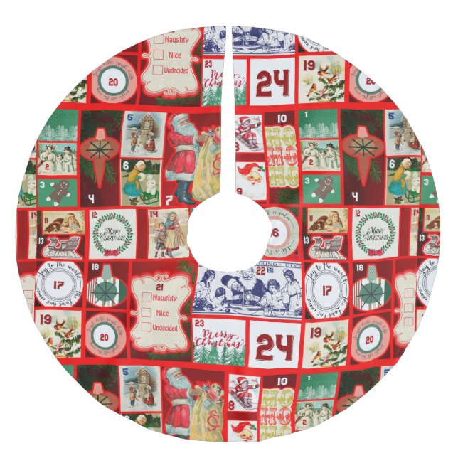 Julblock Advent Illustration Fyrkantig Konst Julgransmatta Borstad Polyester (Framsidan)