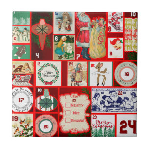 Julblock Advent Illustration Fyrkantig Konst Kakelplatta