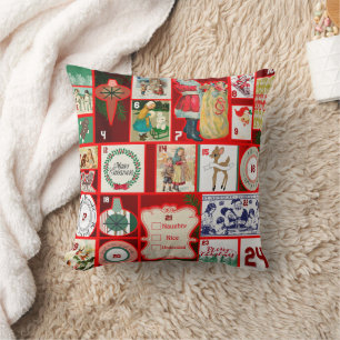 Julblock Advent Illustration Fyrkantig Konst Kudde