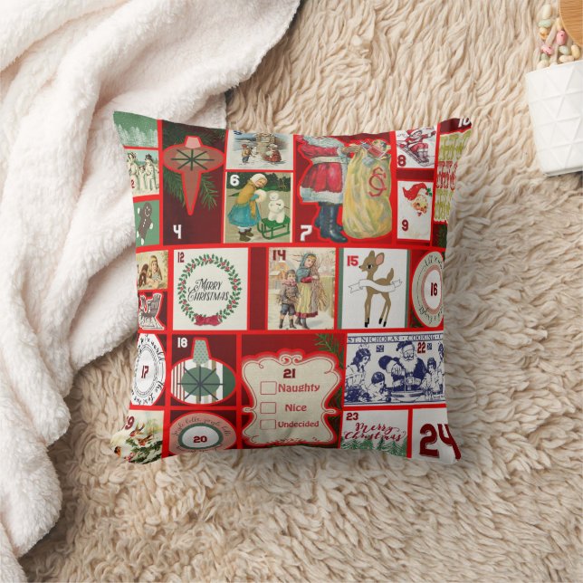 Julblock Advent Illustration Fyrkantig Konst Kudde (Filt)