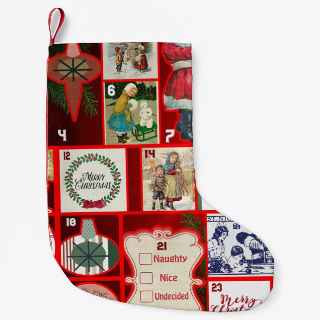 Julblock Advent Illustration Fyrkantig Konst Liten Julstrumpa (Framsidan)