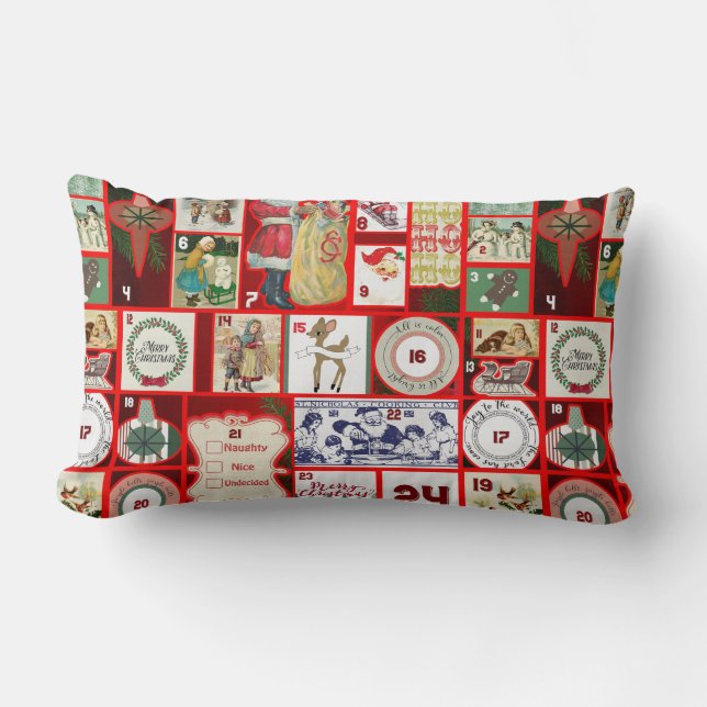 Julblock Advent Illustration Fyrkantig Konst Lumbarkudde (Framsida)