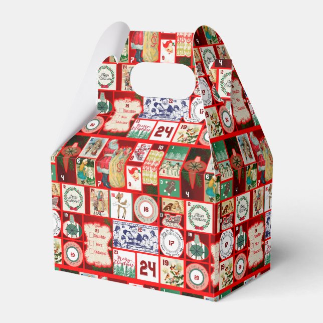Julblock Advent Illustration Fyrkantig Konst Presentaskar (Framsidan Sidan)