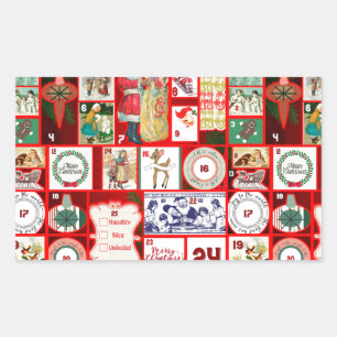 Julblock Advent Illustration Fyrkantig Konst Rektangulärt Klistermärke