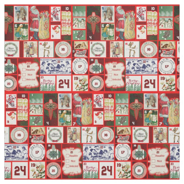 Julblock Advent Illustration Fyrkantig Konst Tyg (Provkarta)