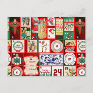Julblock Advent Illustration Fyrkantig Konst Vykort