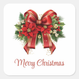 Julblocket Red and Guld Fyrkantigt Klistermärke