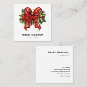 Julblocket Red and Guld Fyrkantigt Visitkort