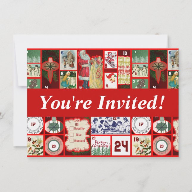 Julblockillustration fyrkanter inbjudningar (Framsida)