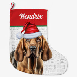 Julblodsjud med Namn Woof Background Stor Julstrumpa