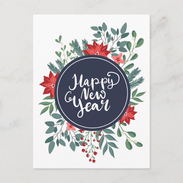 Julblomma | Gott Nytt År Helg Vykort (Framsida)