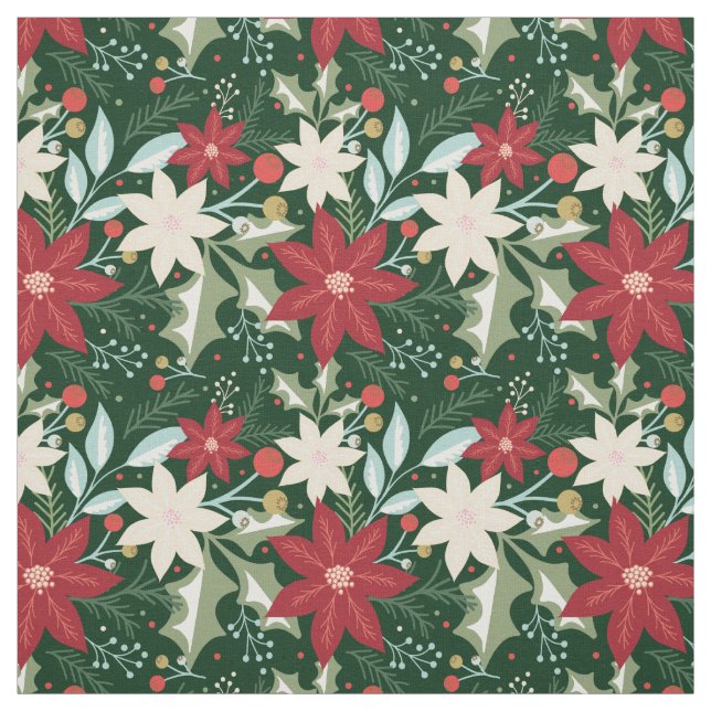 Julblomma Jul Poinsettia Tyg (Provkarta)