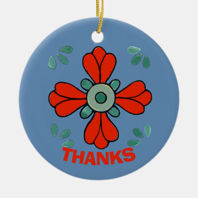 Julblomma, lägg till, redigera text julgransprydnad keramik (Framsidan)