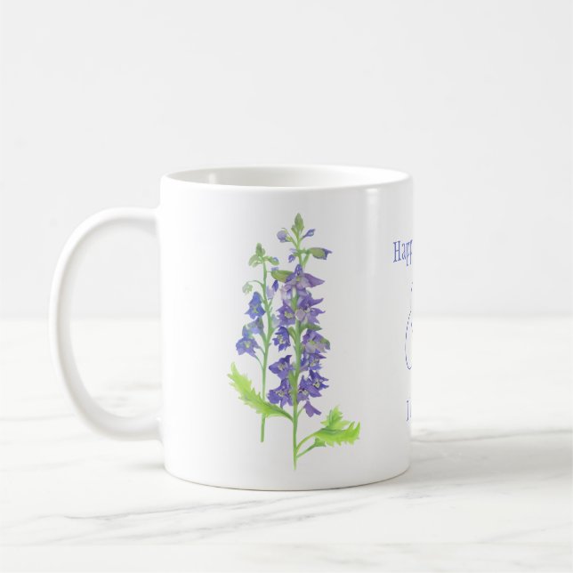 Julblomma Larkspur Watercolor Blommigt Kaffemugg (Vänster)